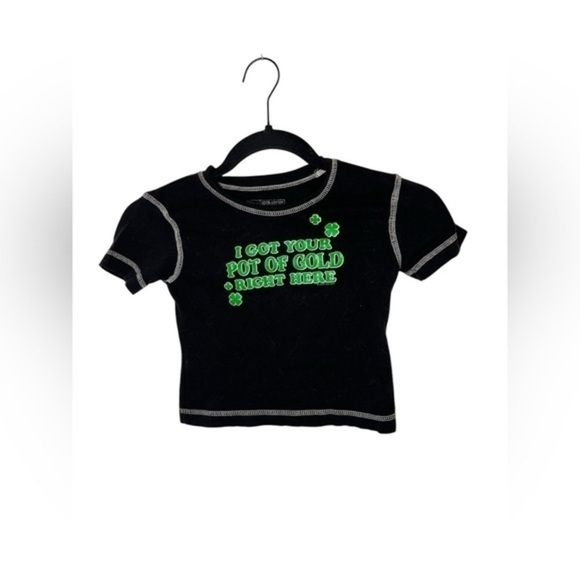 Black Kids Shirt St.Patrick Green Print tee - Picture 1 of 3